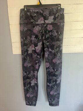 RBX Purple and Gray Floral Leggings High-Rise